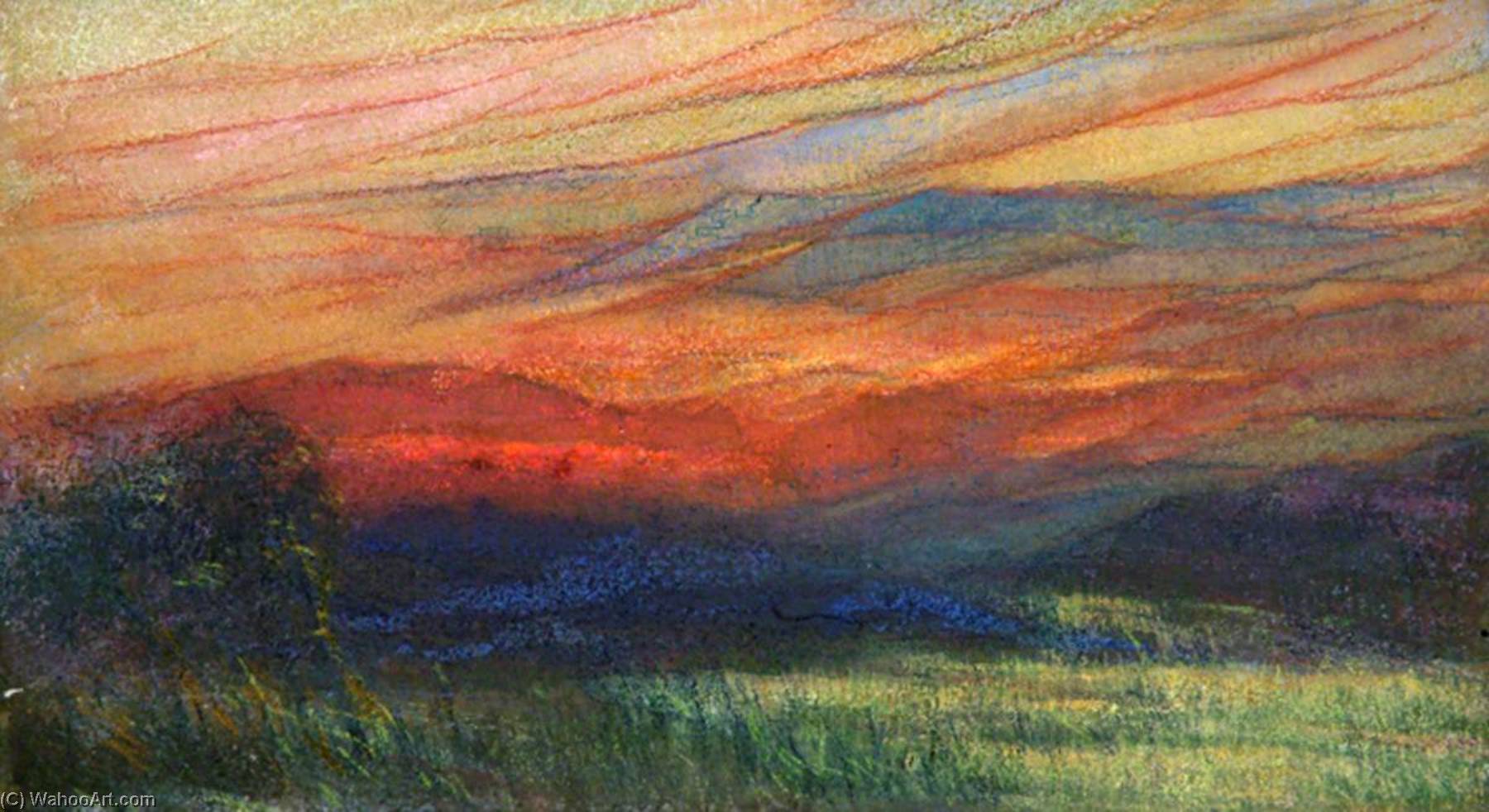 Landscape And Red Sky — Sidney Herbert Sime