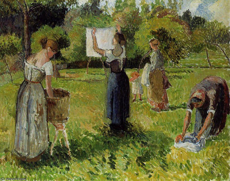 Laundresses At Eragny. — Camille Pissarro