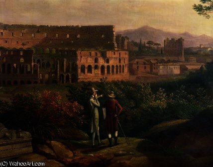 Johann Wolfgang Von Goethe Visiting The Colosseum — Jacob Philippe Hackert
