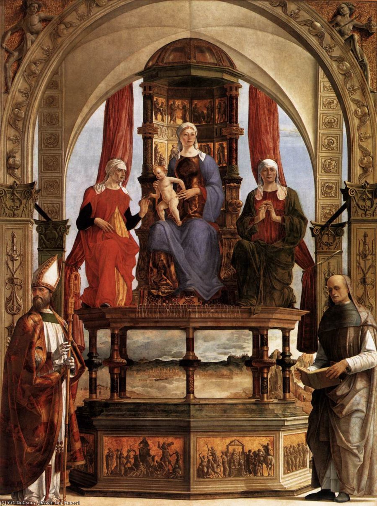 Madonna With Child And Saints — Ercole De' Roberti