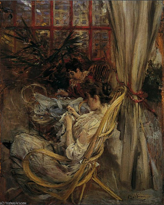 Due Donne Intente A Cucire — Giovanni Boldini
