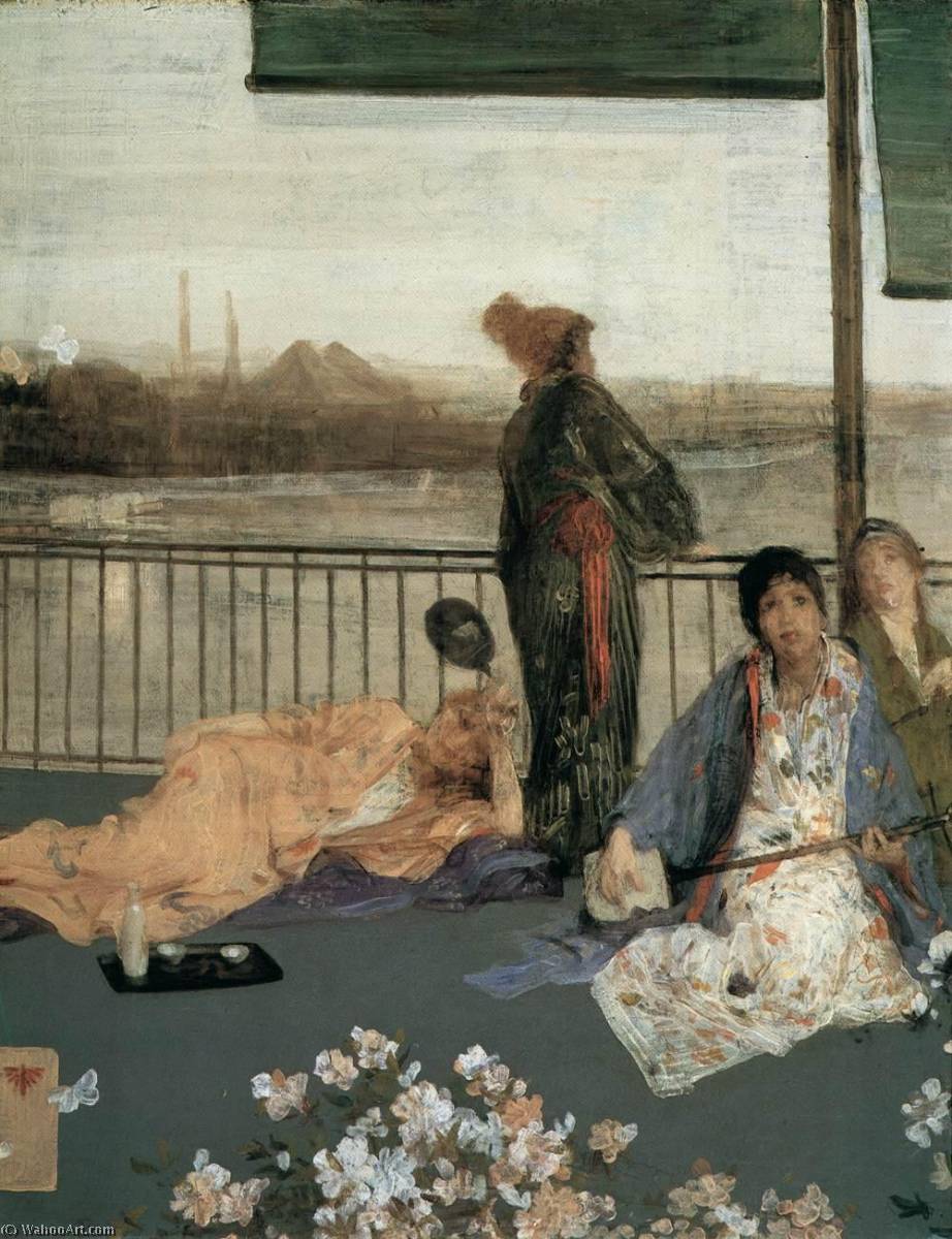The Balcony, Variations In Flesh Colour And Green — James Abbott Mcneill Whistler