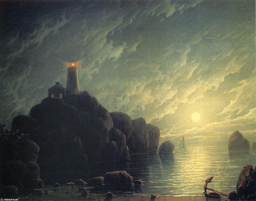 Moonlight And Lighthouse — Robert W. Salmon
