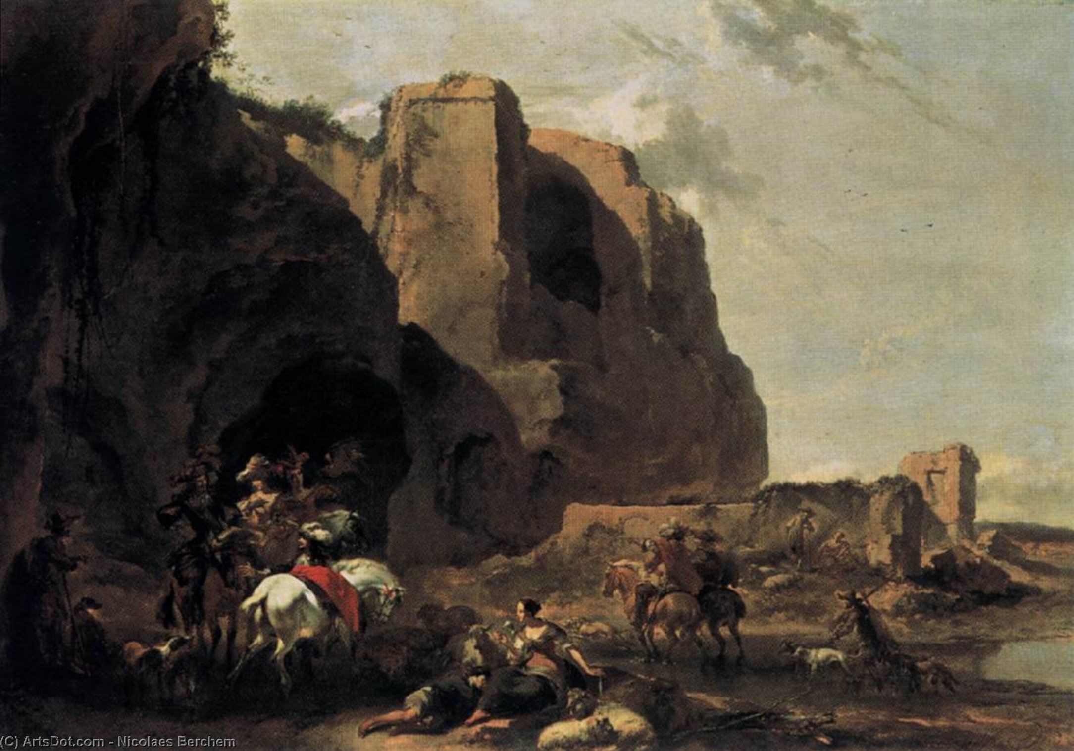Return From The Falcon Hunt — Nicolaes Pietersz Berchem