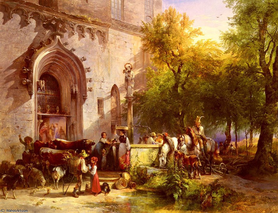 Der Dorfbrunn — Friedrich Gauermann