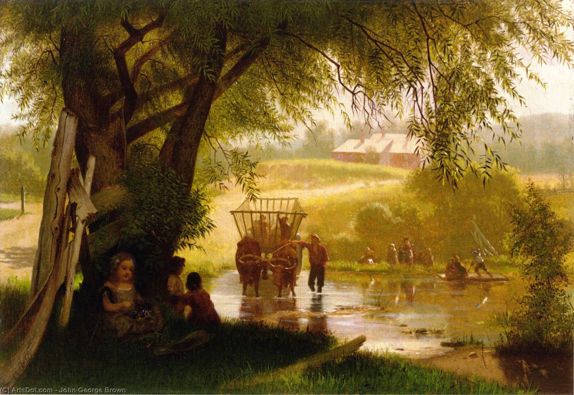 Crossing The Stream — John George Brown