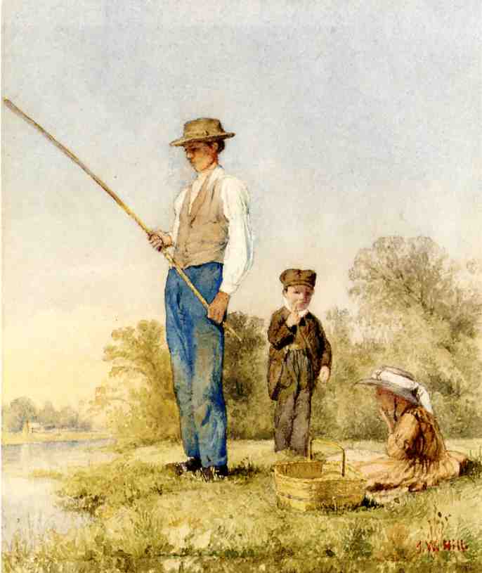 Fishing On A Lake — John William Hill