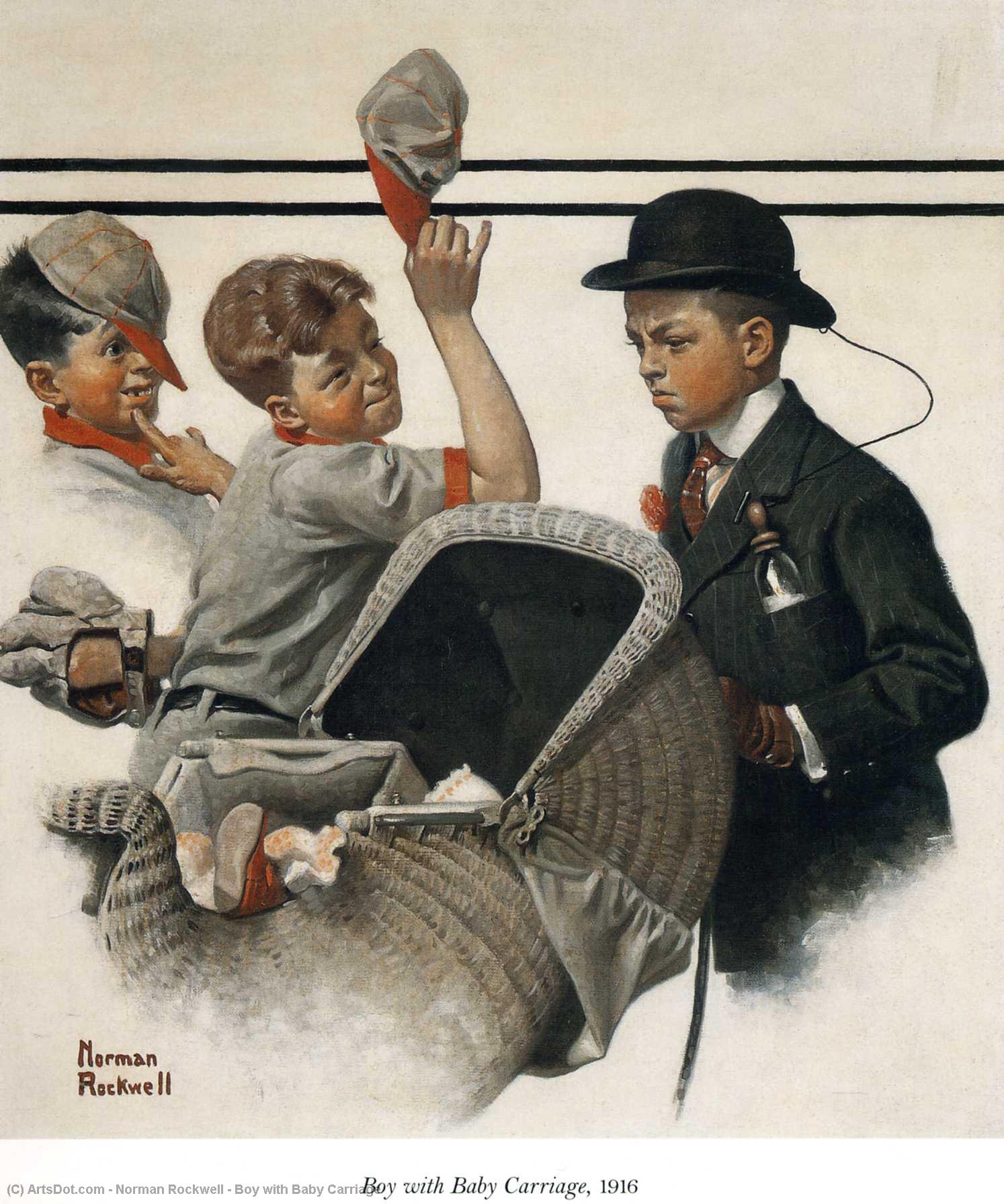 Boy With Baby Carriage — Norman Rockwell