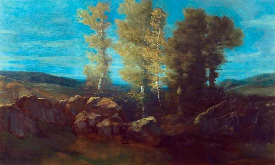 Landscape With A Stream And Hills — Alphonse Legros