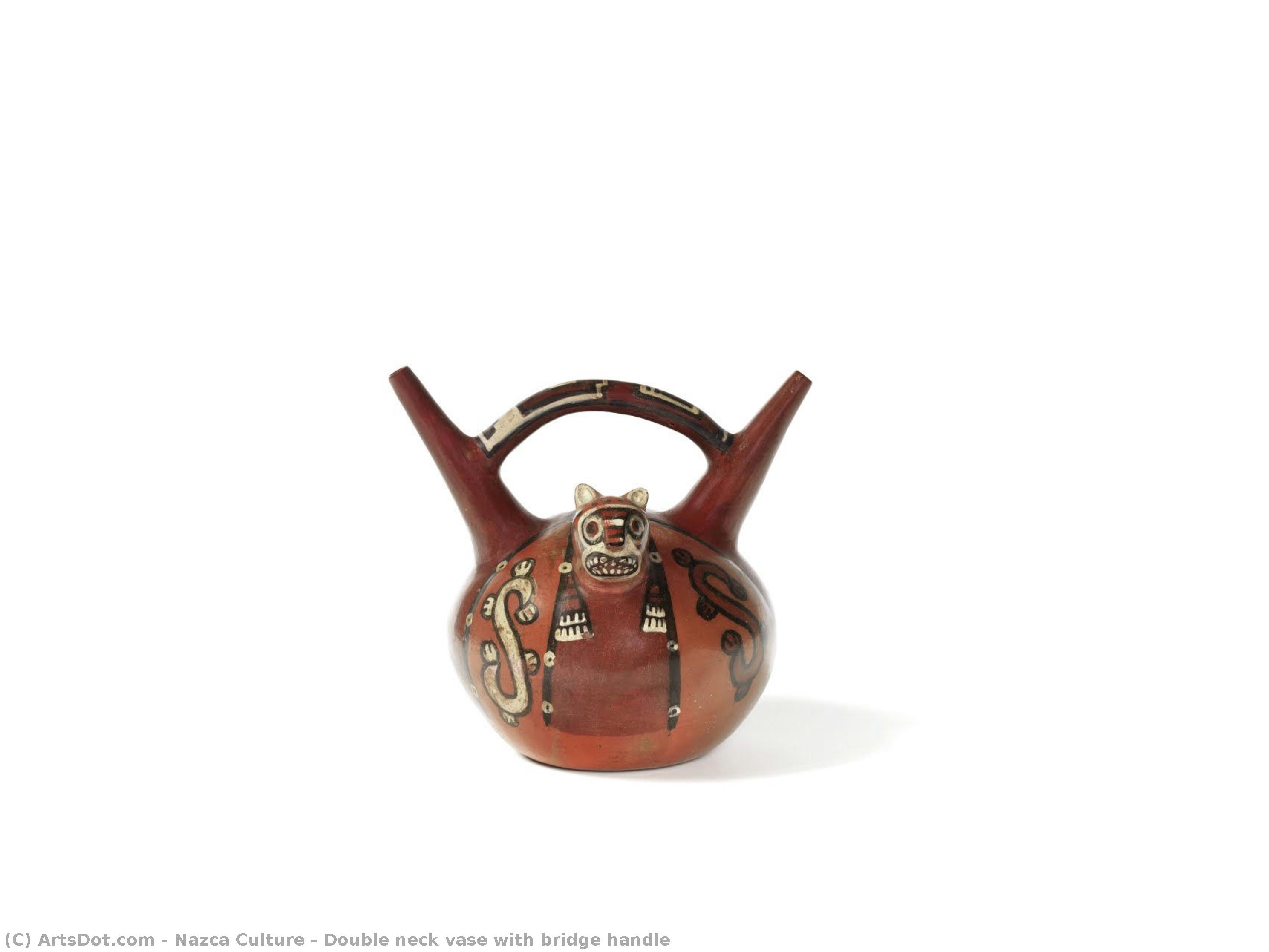 Double Neck Vase With Bridge Handle — Nazca Culture