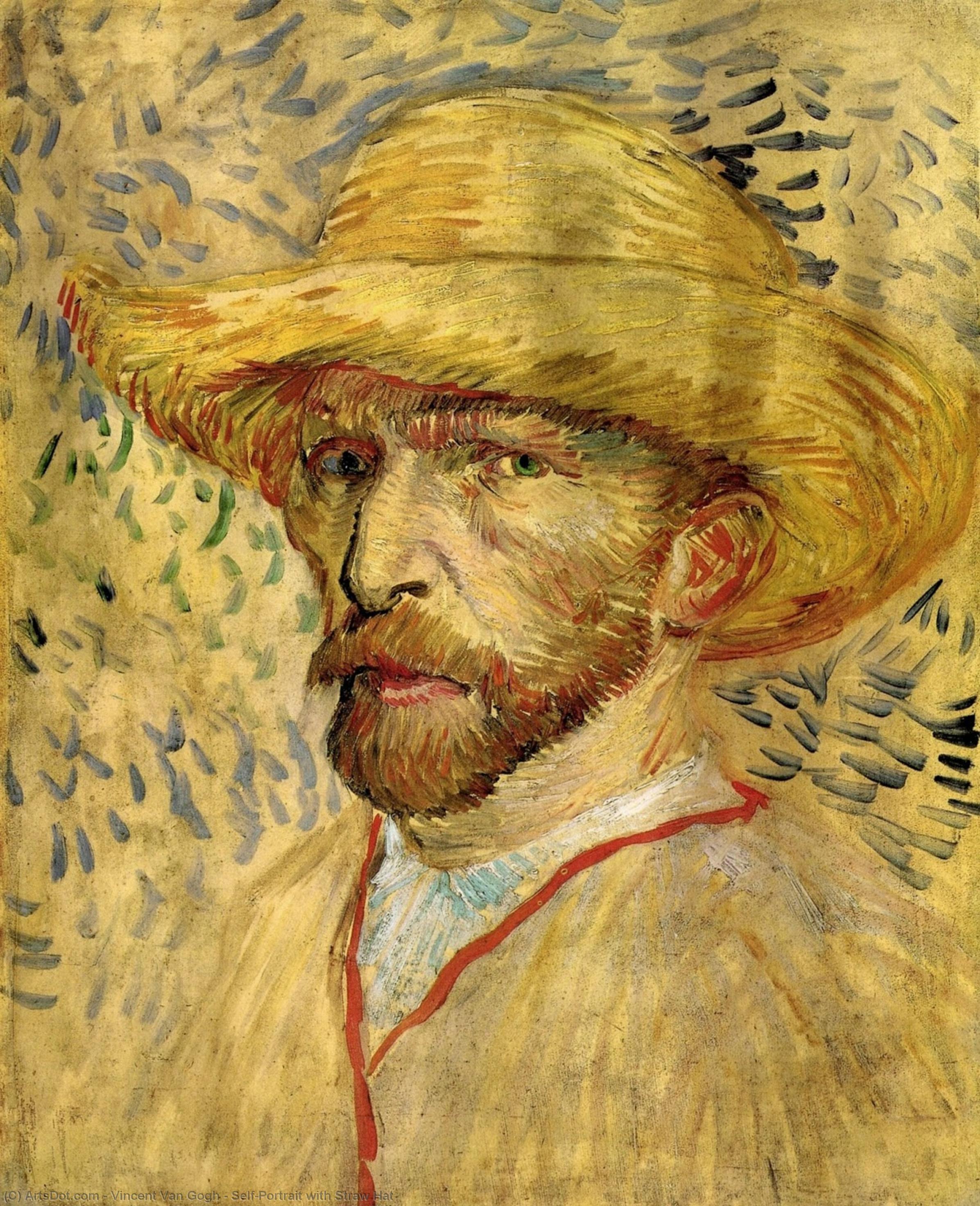 Self-portrait With Straw Hat — Vincent Willem Van Gogh