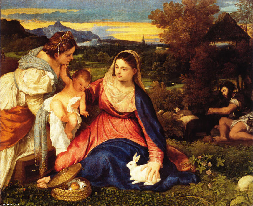 Madonna Of The Rabbit (aka Madonna And Child With St. Catherine And A Rabbit) — Titian