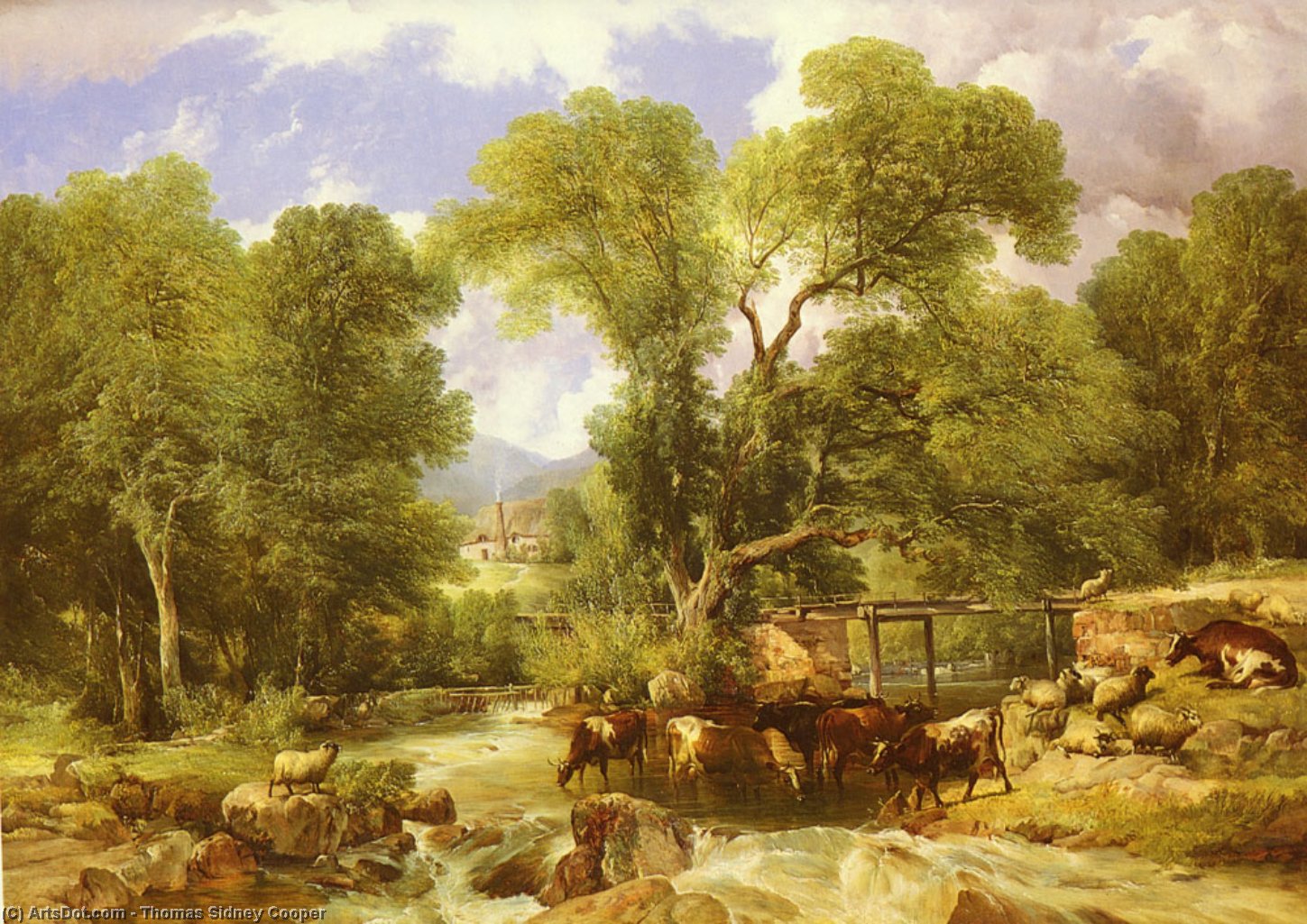 A Wooded Ford — Thomas Sidney Cooper