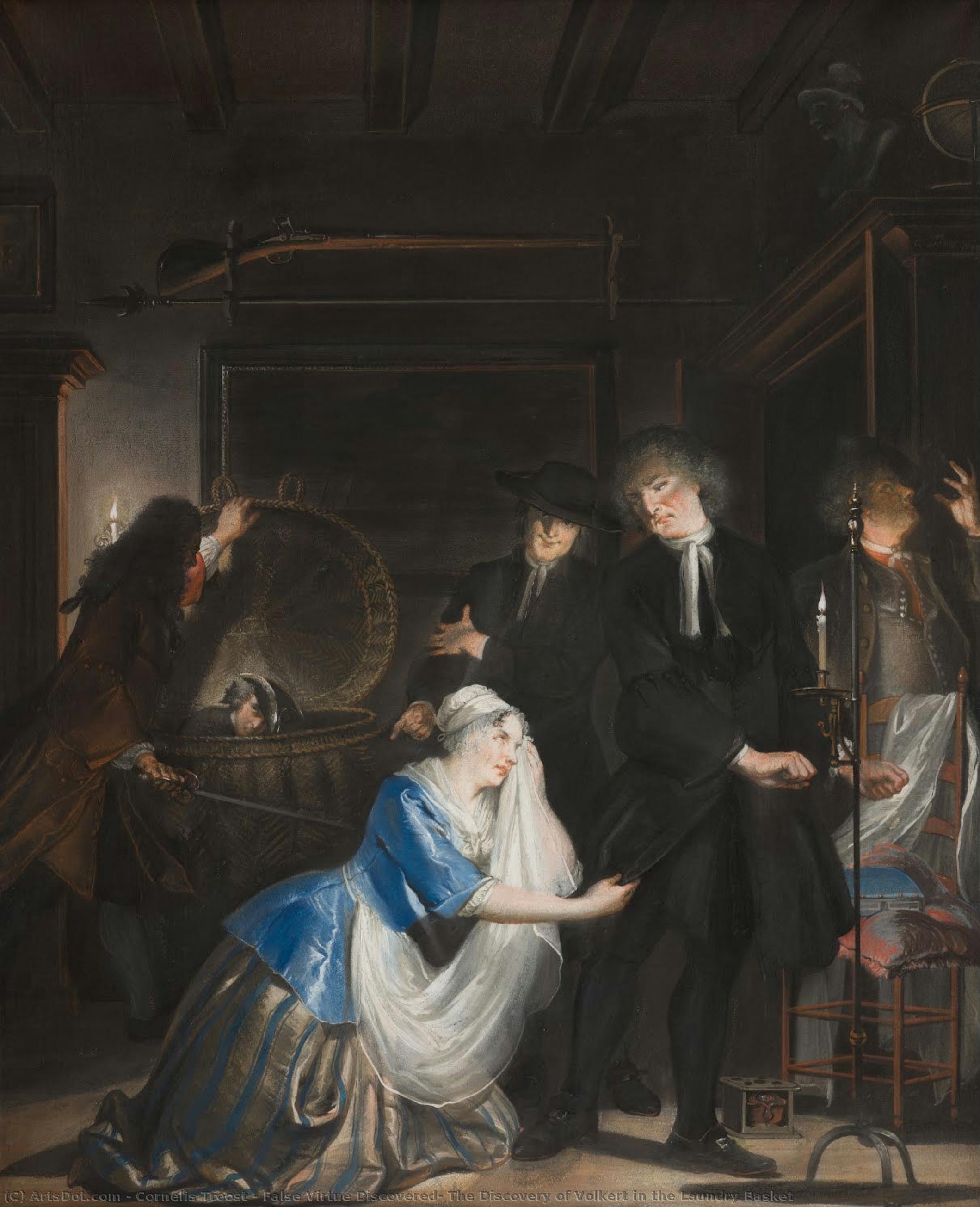 False Virtue Discovered: The Discovery Of Volkert In The Laundry Basket — Cornelis Troost