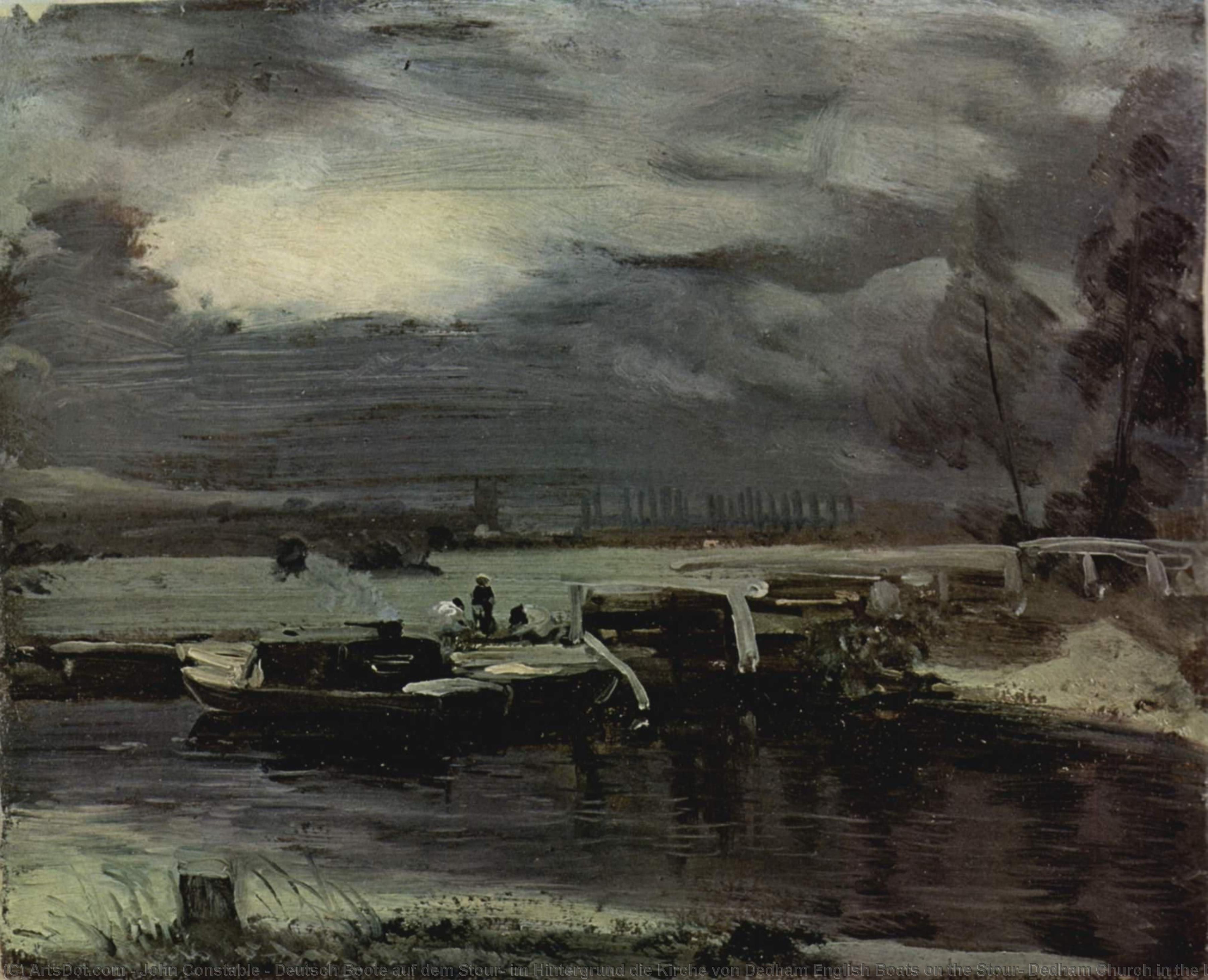 Deutsch Boote Auf Dem Stour, Im Hintergrund Die Kirche Von Dedham English Boats On The Stour, Dedham Church In The Background — John Constable