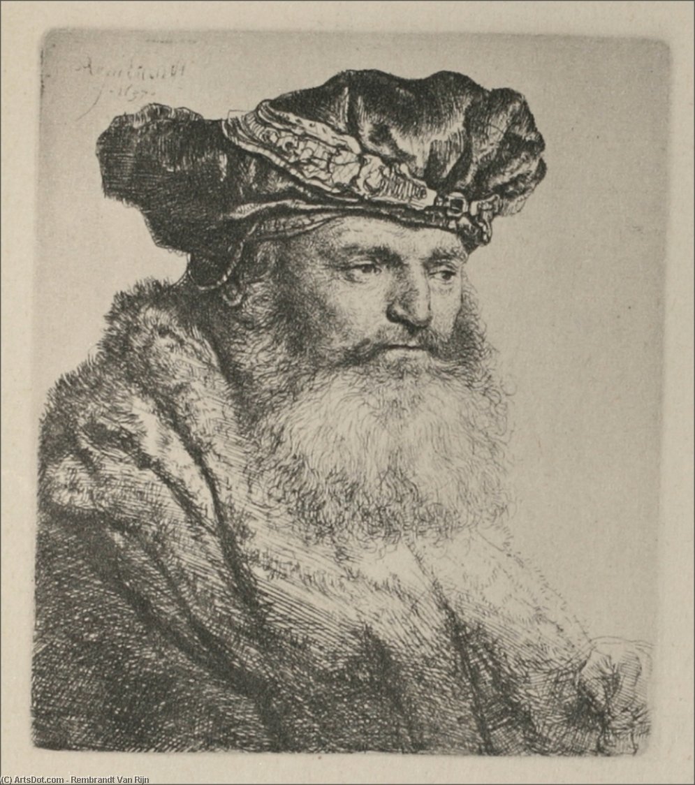 An Old Man, Wearing A Rich Velvet Cap — Rembrandt Van Rijn