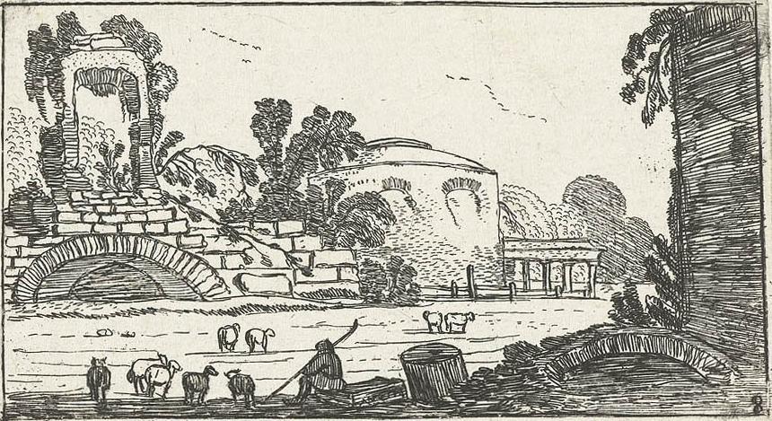 Landscape With Ruins And Shepherds With Sheep — Esaias Van De Velde
