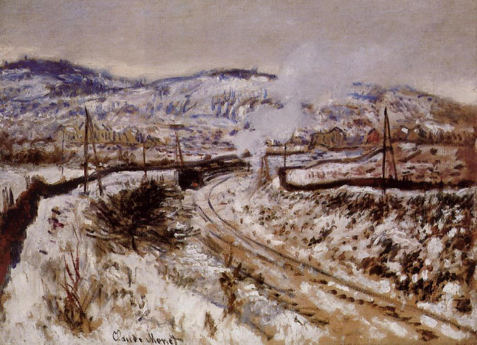 Train In The Snow At Argenteuil — Claude Monet