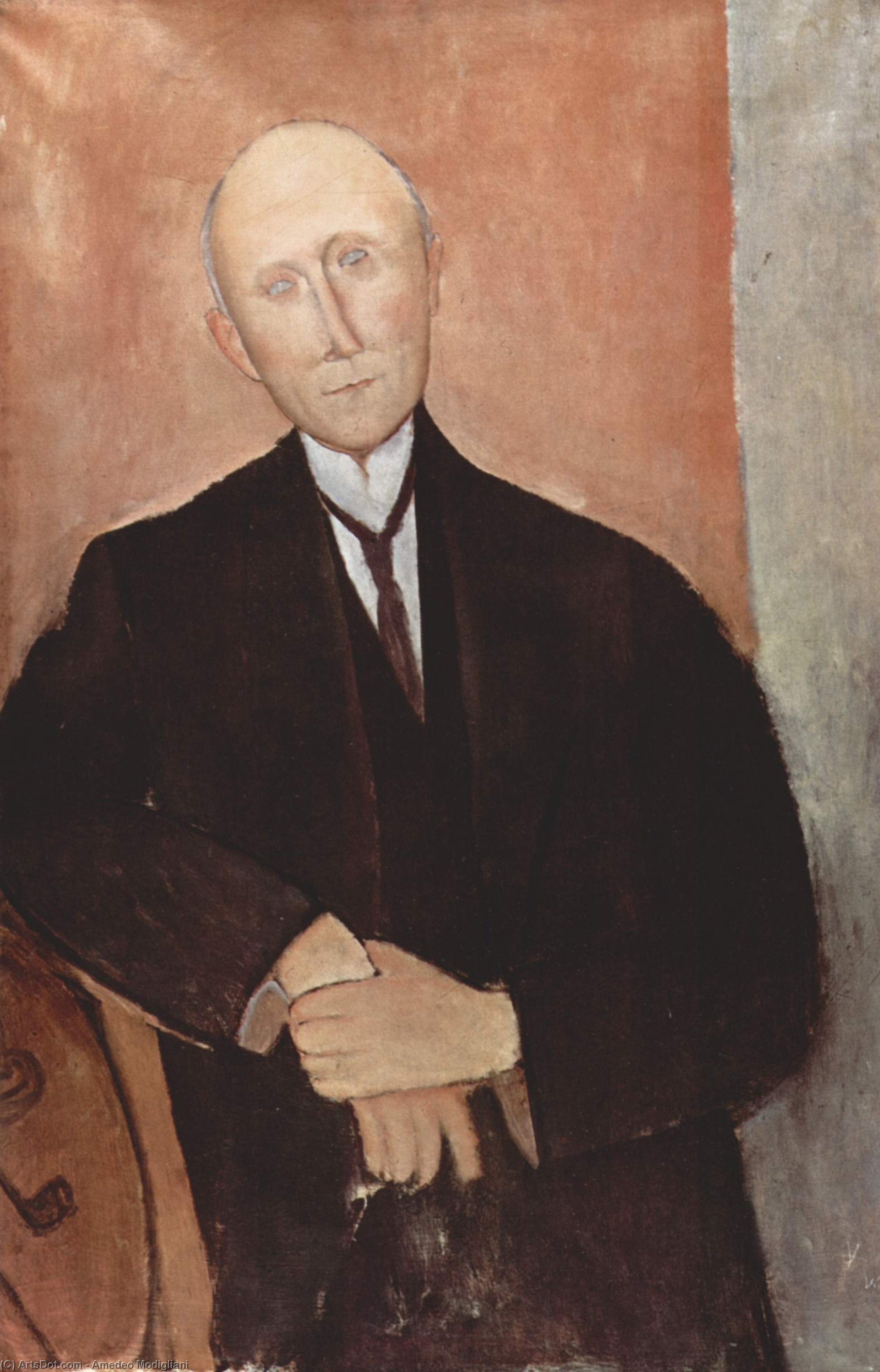 Sitting Man On Orange Background — Amedeo Clemente Modigliani