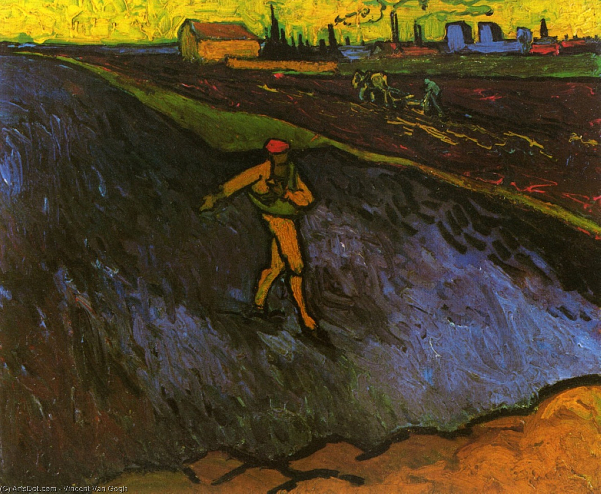 El Sower: Outskirts Of Arles En El Fondo — Vincent Willem Van Gogh