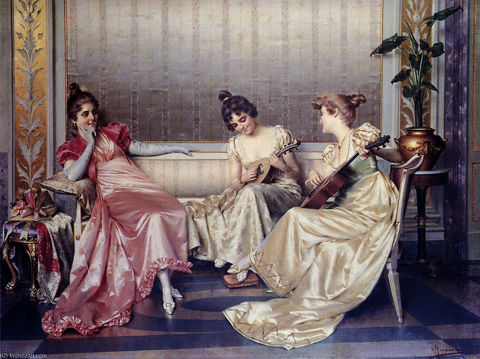 Elegant Figures In An Interior — Vittorio Reggianini