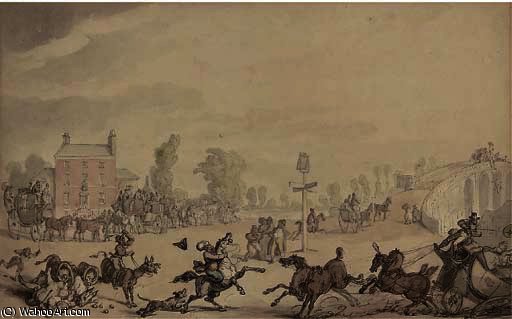 A Collision At Kew Bridge — Thomas Rowlandson