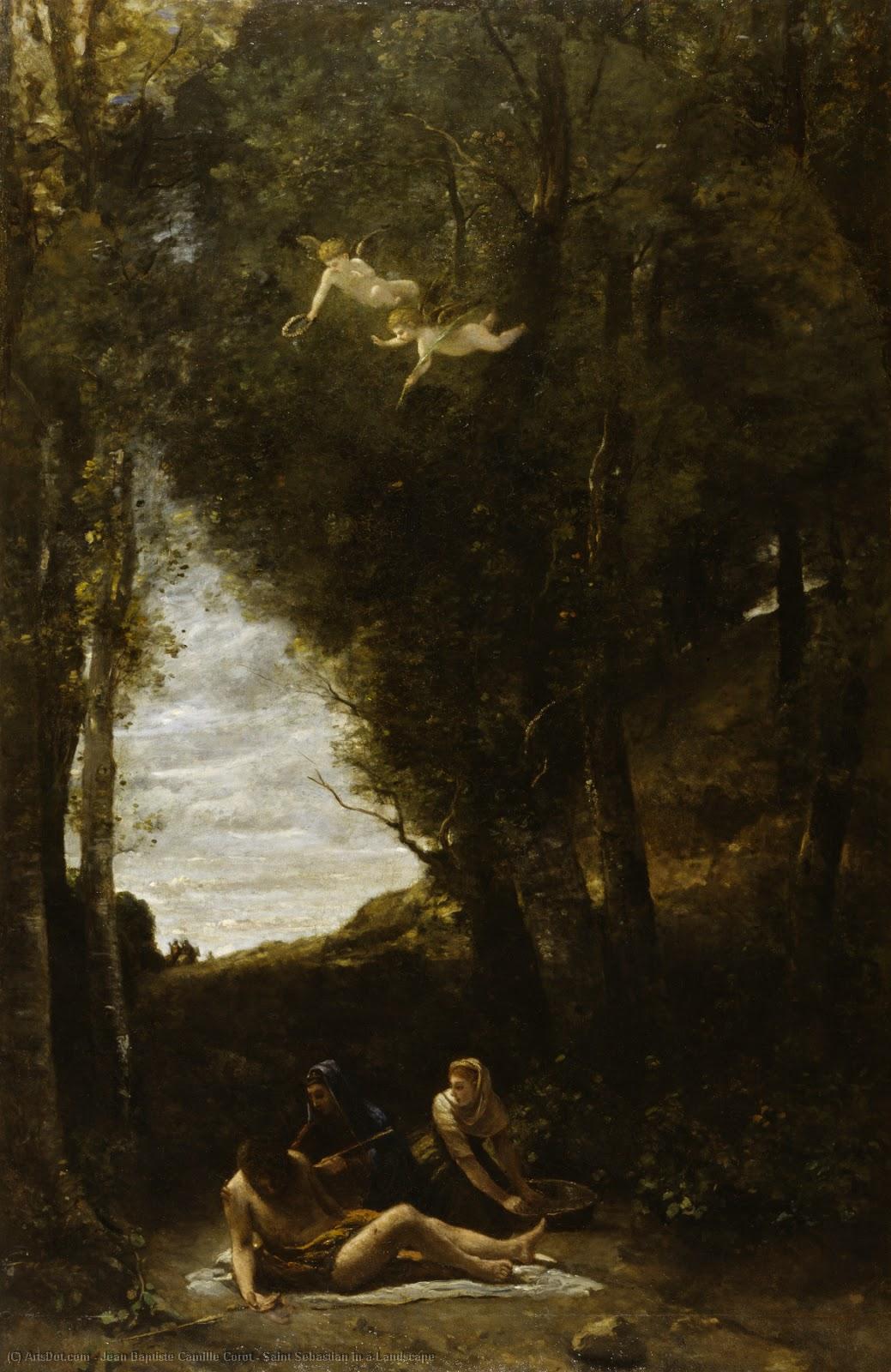 Saint Sebastian In A Landscape — Jean-baptiste-camille Corot