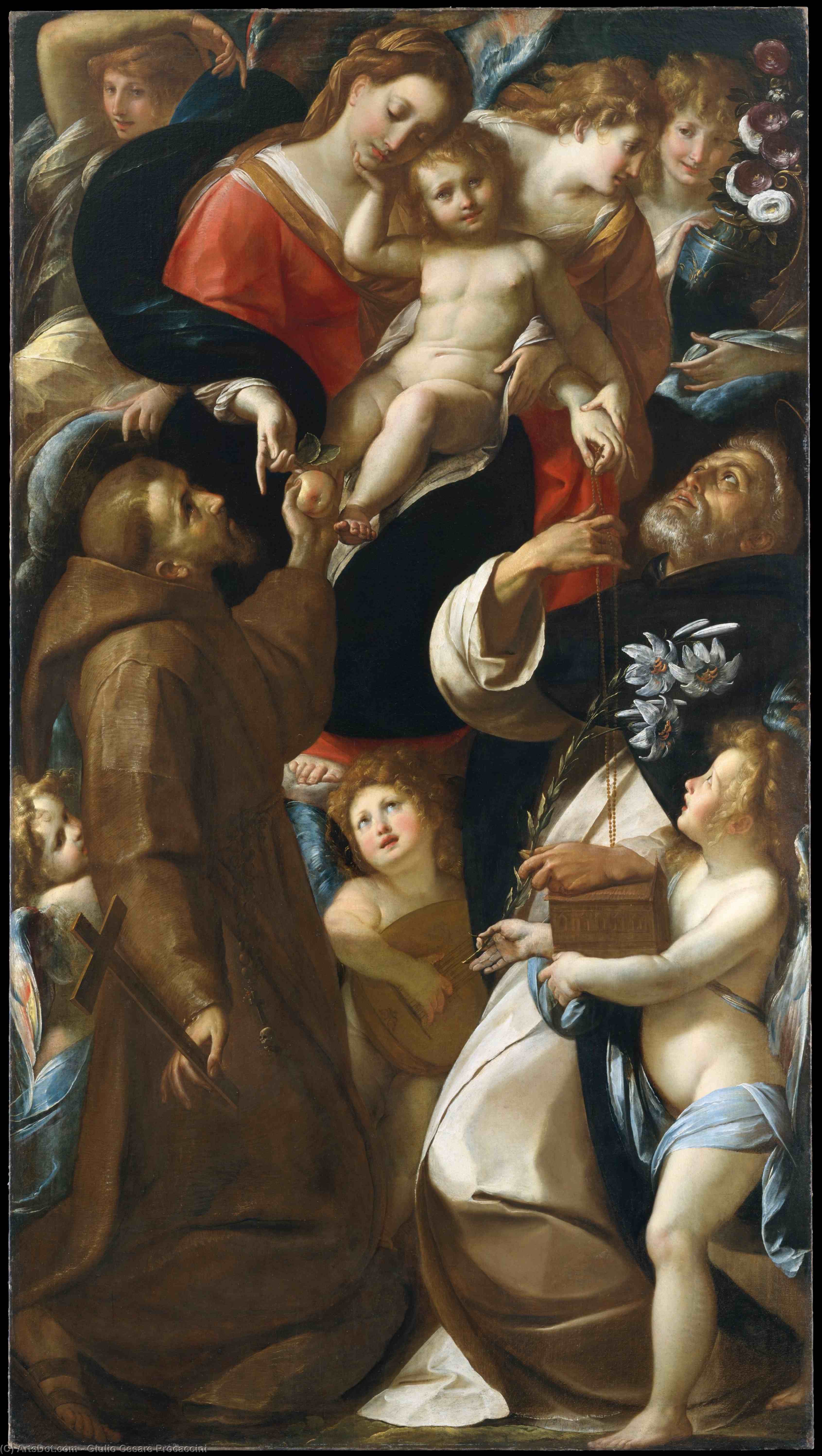 Madonna And Child With Sts Francis And Dominic And Angels — Giulio Cesare Procaccini