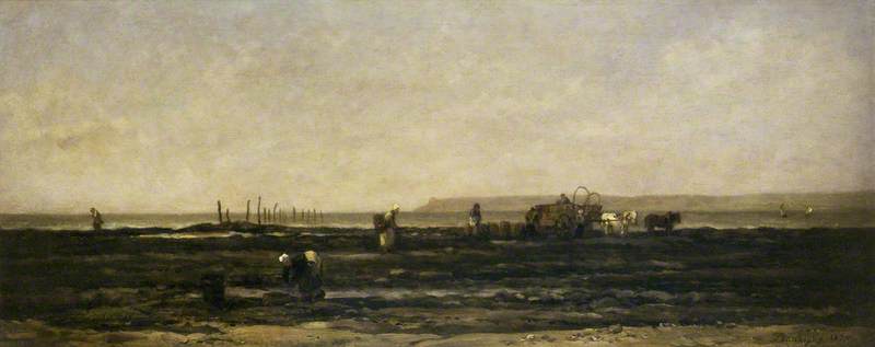 Fisher Folk Gathering Seaweed, Villerville — Charles-françois Daubigny