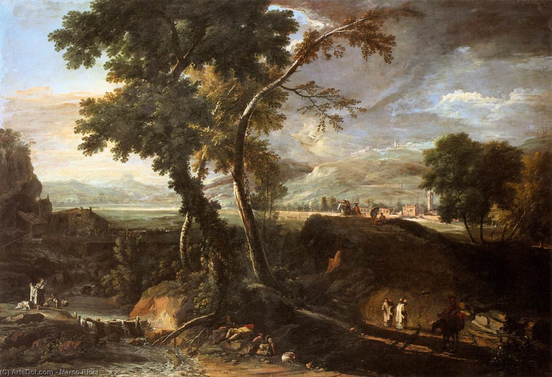 Landscape With River And Figures — Marco Ricci