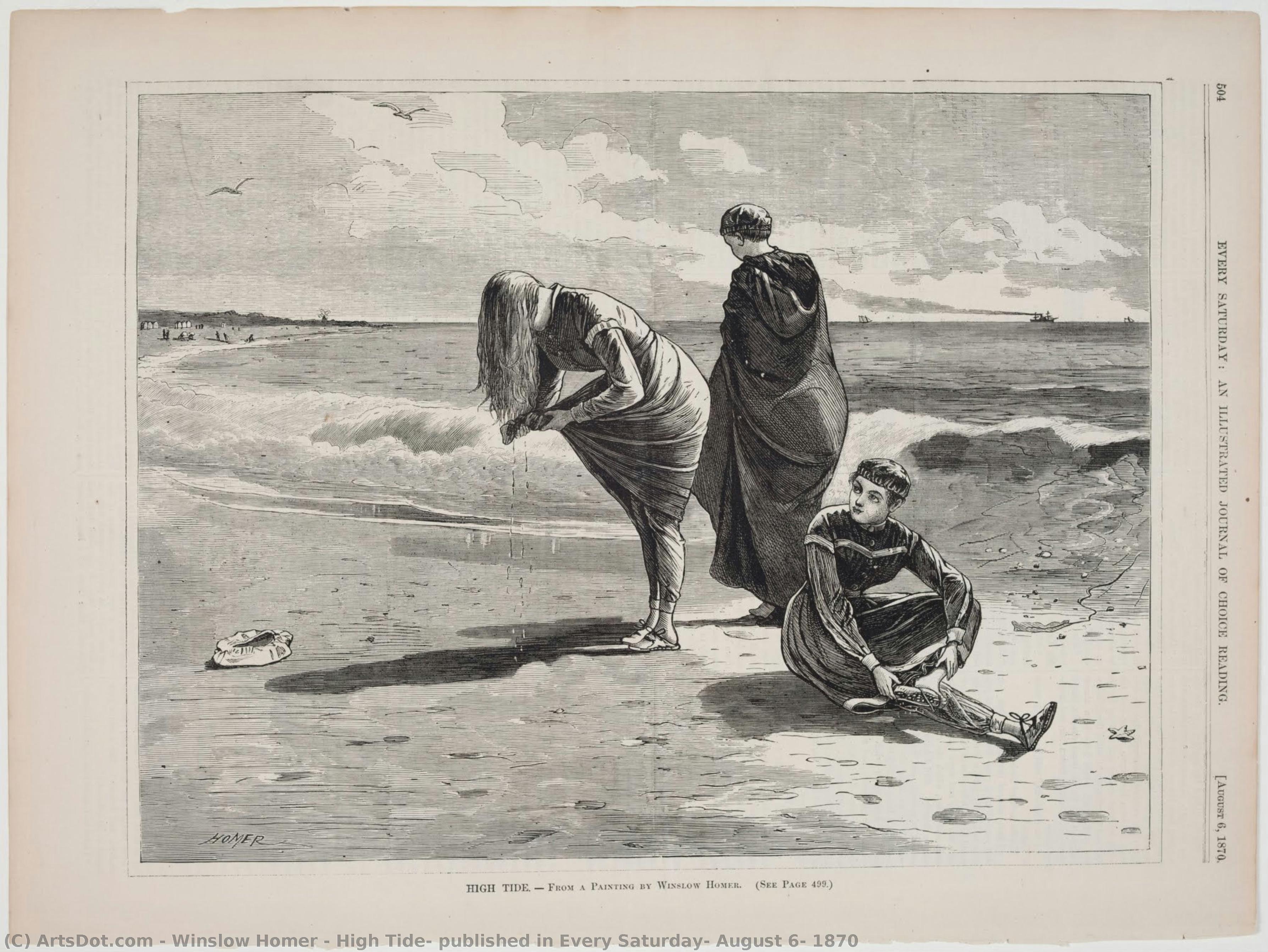High Tide, Published In Every Saturday, August 6, 1870 — Winslow Homer