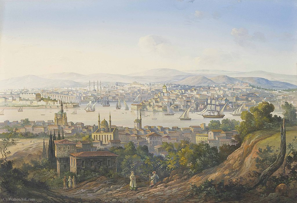 Turks Overlooking Istanbul — Carlo Bossoli