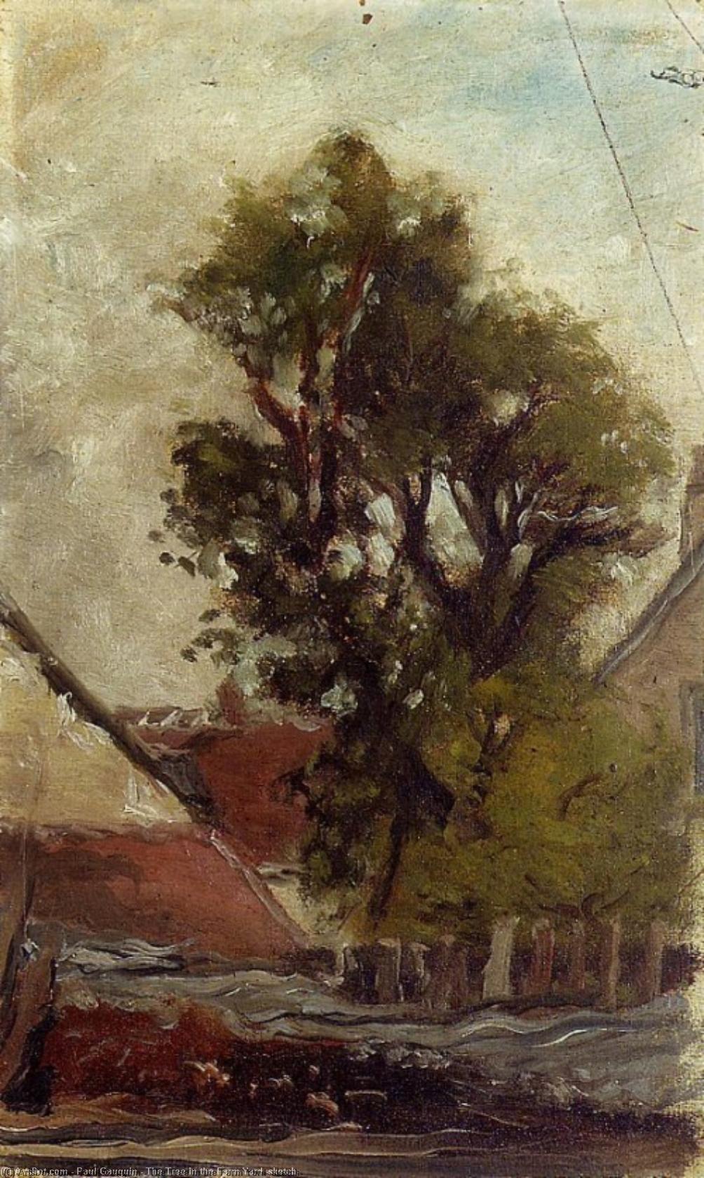 The Tree In The Farm Yard (sketch) — Eugène Henri Paul Gauguin