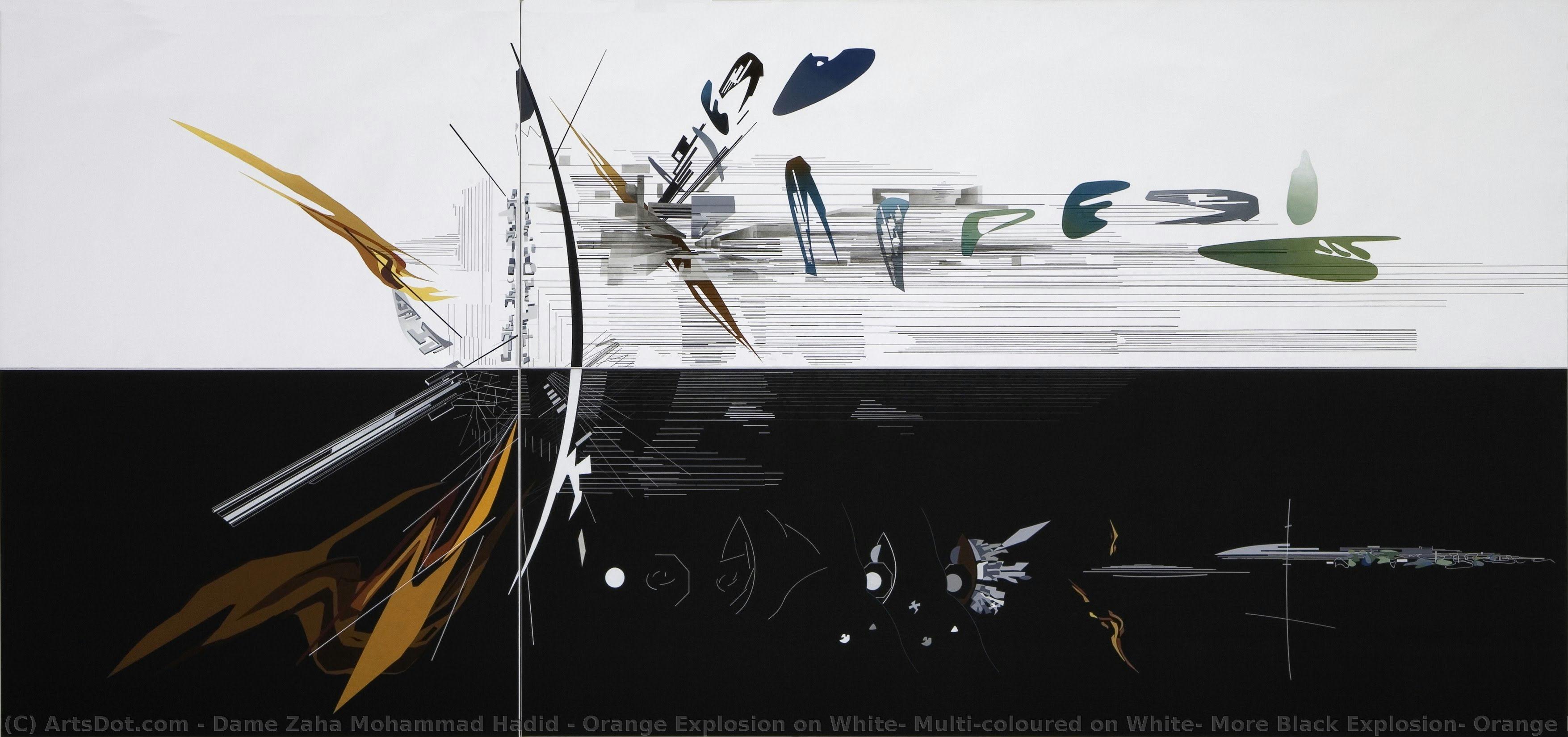 Orange Explosion On White, Multi-coloured On White, More Black Explosion, Orange Explosion On Black — Dame Zaha Mohammad Hadid
