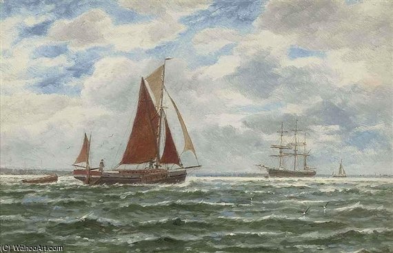 A Dutch Boat On The Maas — George Stanfield Walters