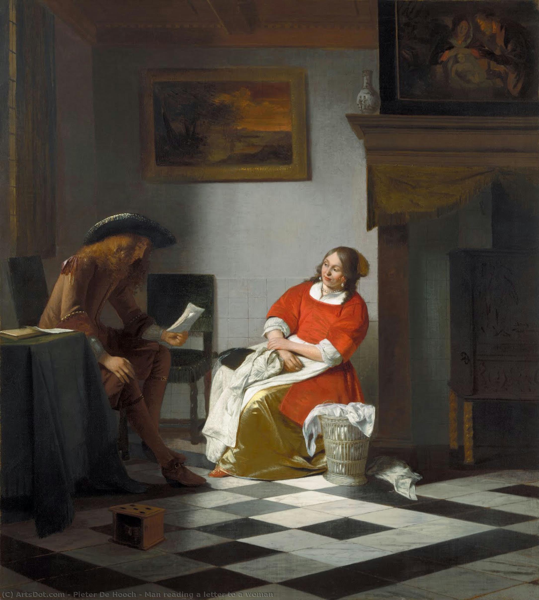 Man Reading A Letter To A Woman — Pieter De Hooch