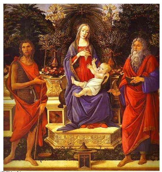 Virgin And Child Enthroned Between Saint John The Baptist And Saint John The Evangelist (bardi Altarpiece) — Sandro Botticelli