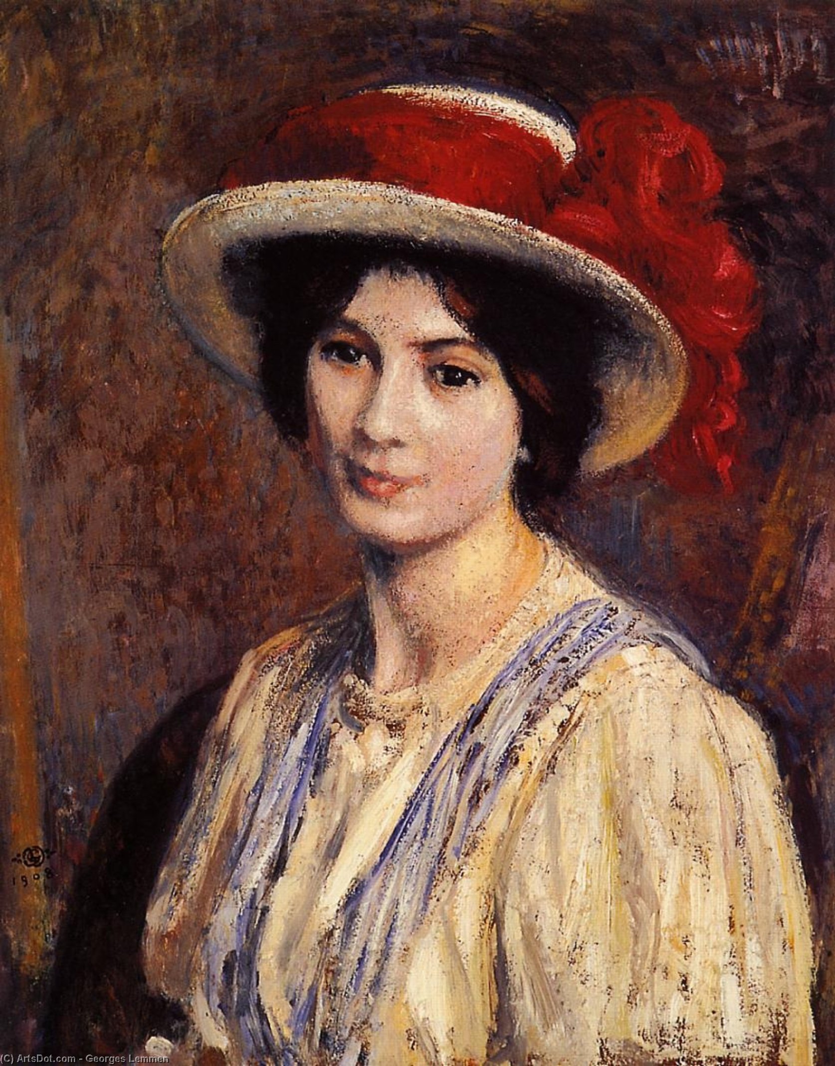 Hat With A Red Ribbon — Georges Lemmen