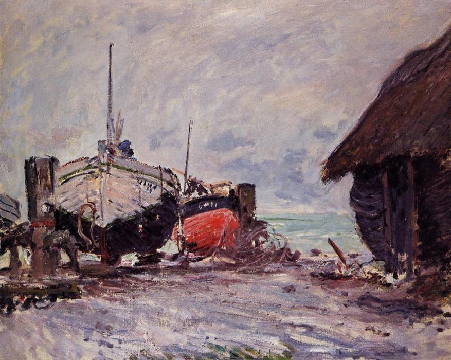 Fishing Boats At Etretat — Claude Monet
