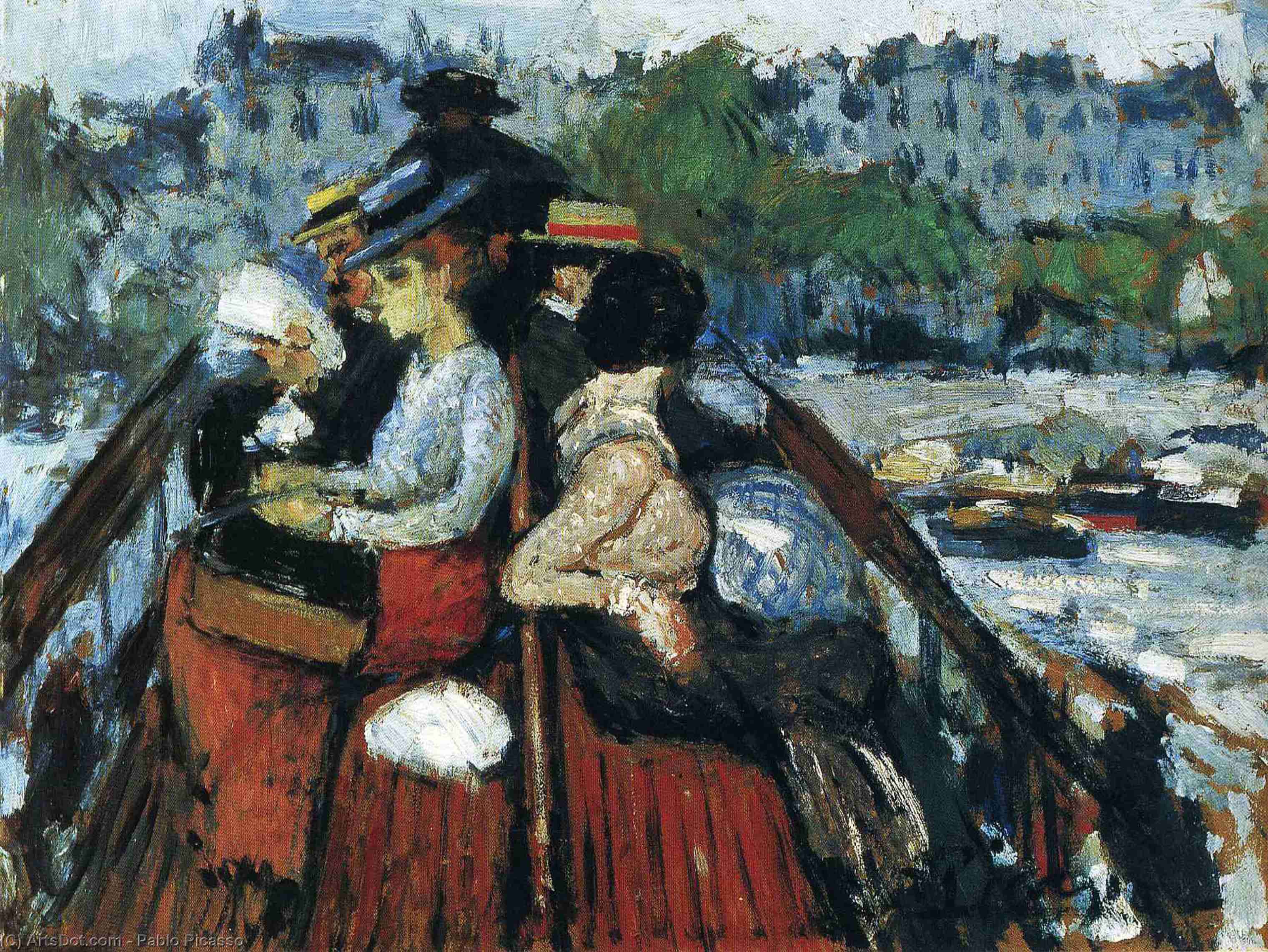 Crossind Seine On The Upper Deck — Pablo Picasso