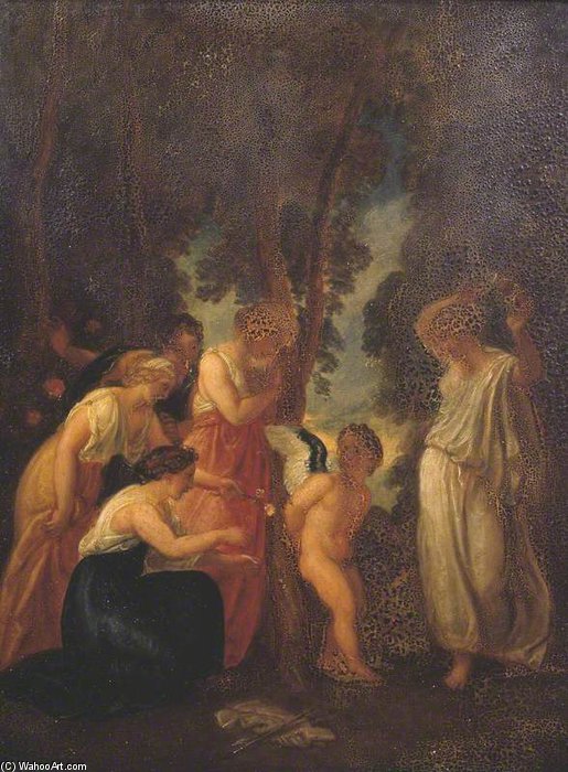 Calypso With Her Nymphs Caressing Cupid — Thomas Stothard