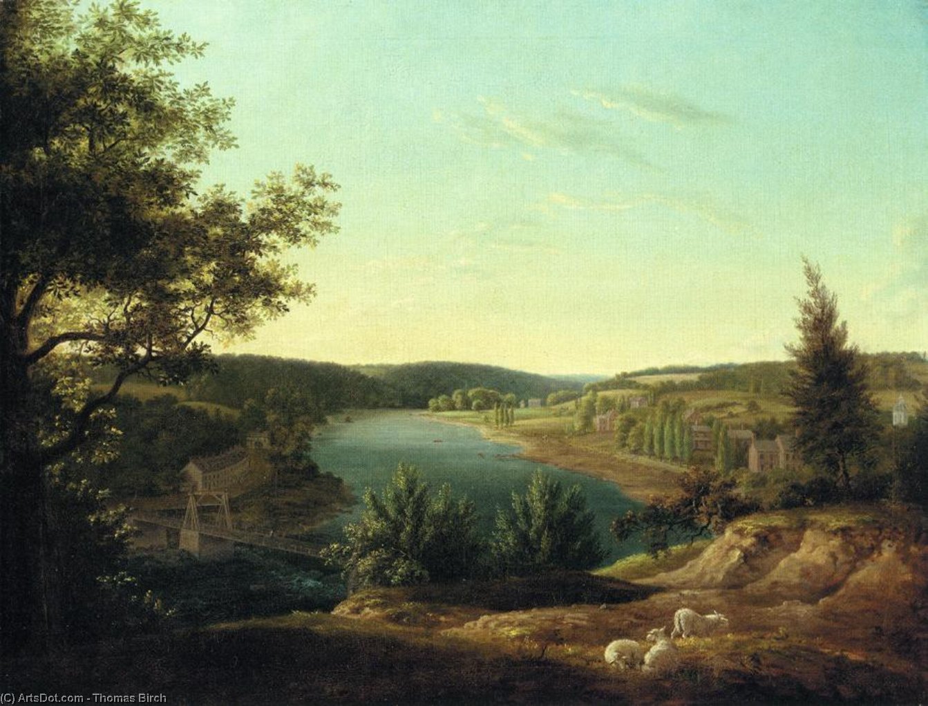 View Of The Chain Bridge And Falls Of Schuykill, Five Miles From Philadelphia — Thomas Birch