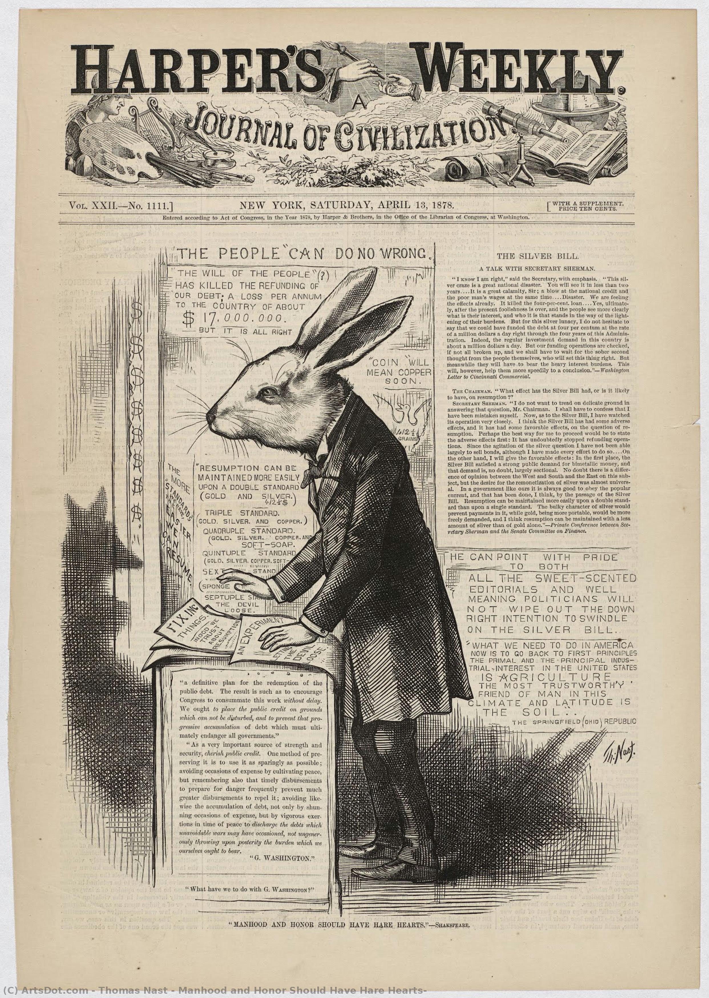 Manhood And Honor Should Have Hare Hearts — Thomas Nast