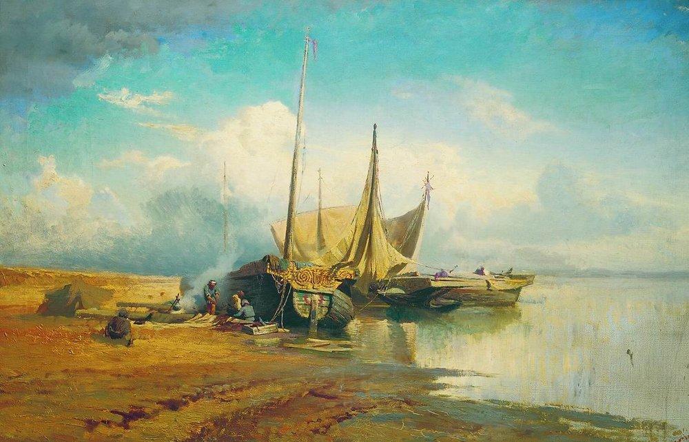 Barges On Volga — Fyodor Alexandrovich Vasilyev