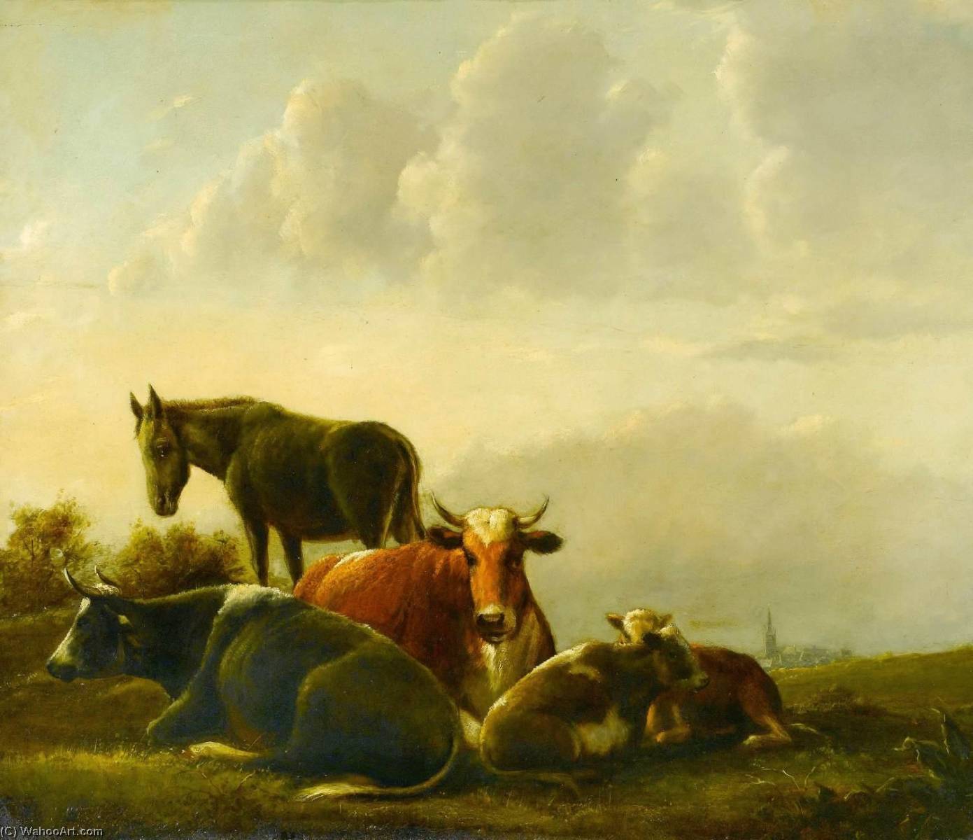 Cattle And A Donkey In A Landscape — Jacob Van Strij Dordrecht