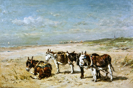 Donkeys On The Beach — Johannes Hubertus Leonardus De Haas