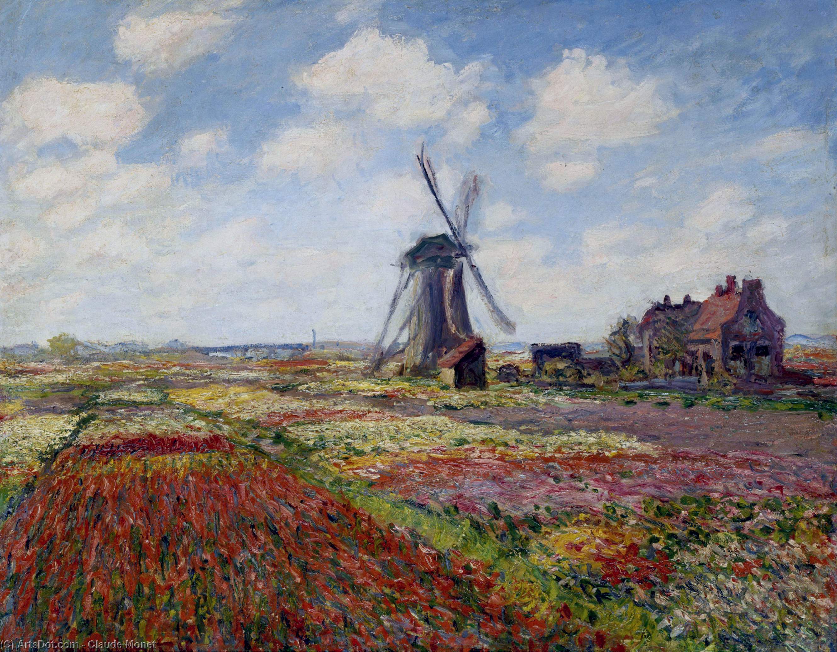 Fields Of Tulip With The Rijnsburg Windmill — Claude Monet