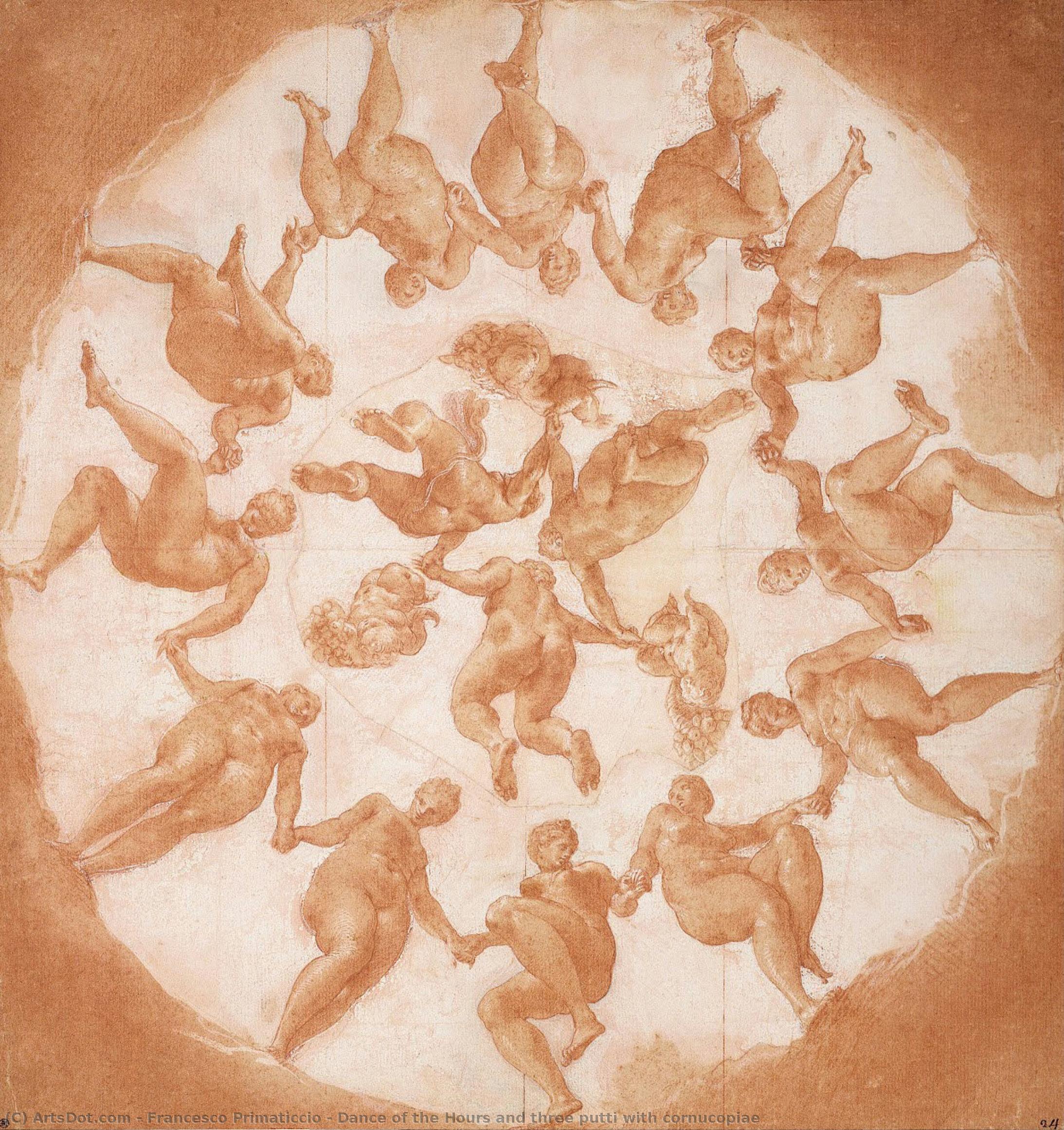 Dance Of The Hours And Three Putti With Cornucopiae — Francesco Primaticcio