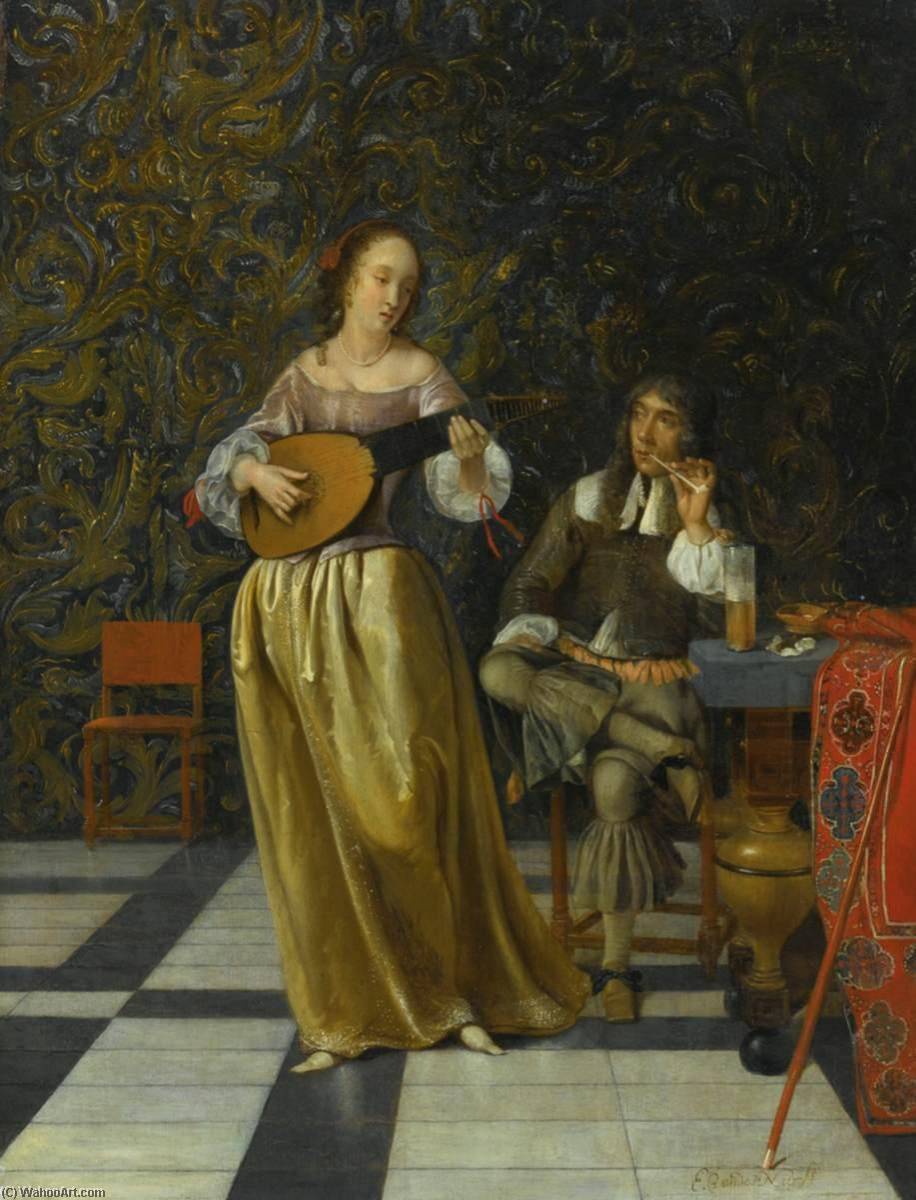 Lady Playing A Lute — Eglon Hendrik Van Der Neer