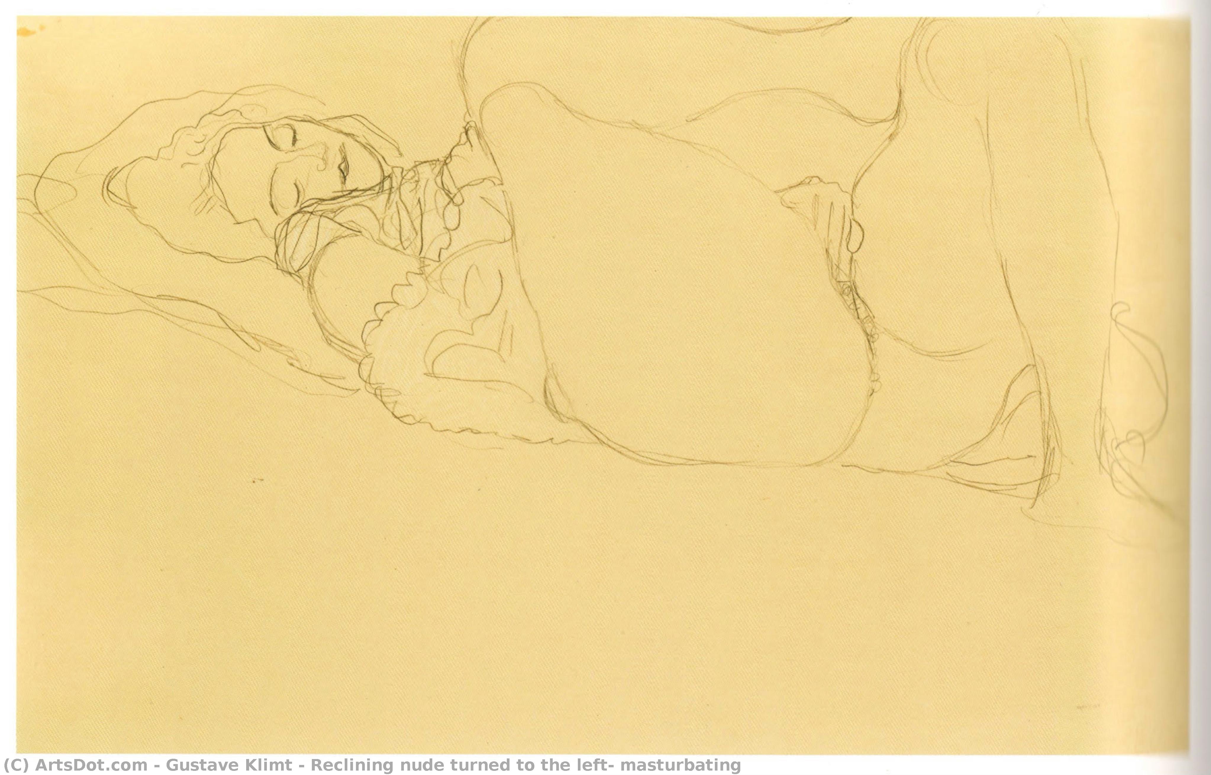 Reclining Nude Turned To The Left, Masturbating — Gustav Klimt